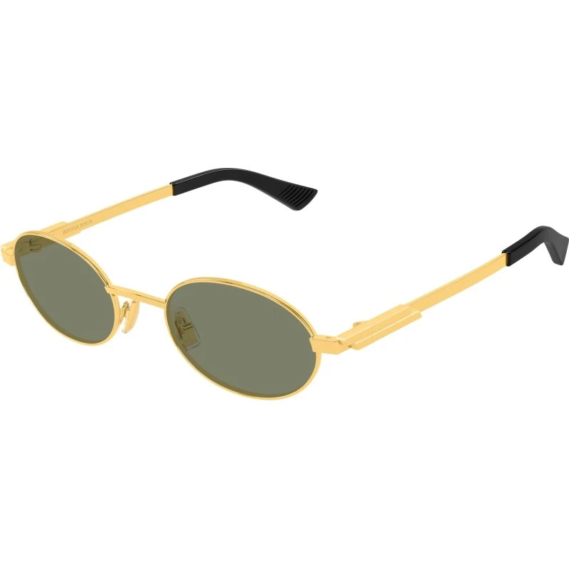Bottega Veneta BV1470S 004 Lunettes de Soleil Rondes Or et Vert