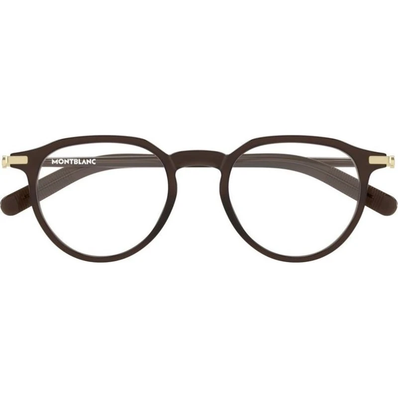 Montblanc MB0495O Lunettes de Vue Rondes Marron pour Homme