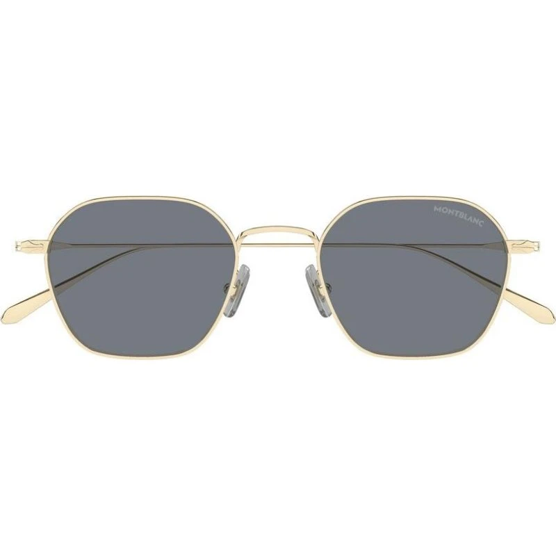 Montblanc MB0472S Lunettes de Soleil Géométriques Dorées et Grises