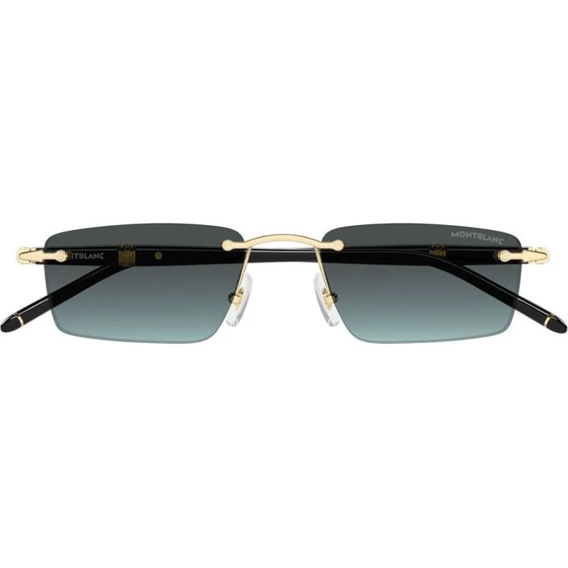 Montblanc MB0484S Lunettes de Soleil Carrées Dorées pour Homme