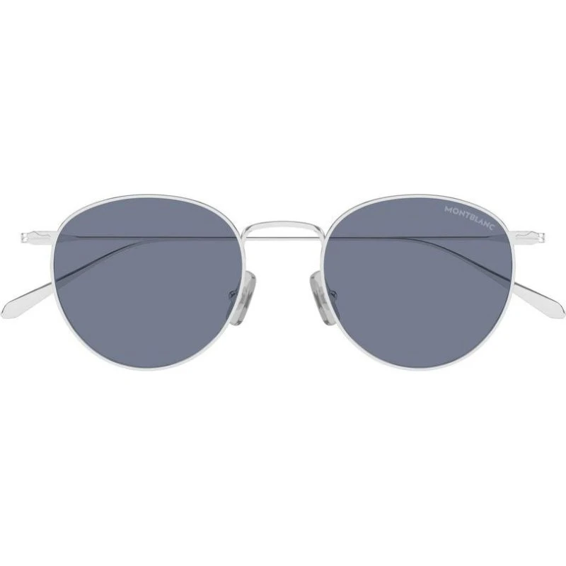 Montblanc MB0473S Lunettes de Soleil Rondes Argentées pour Homme