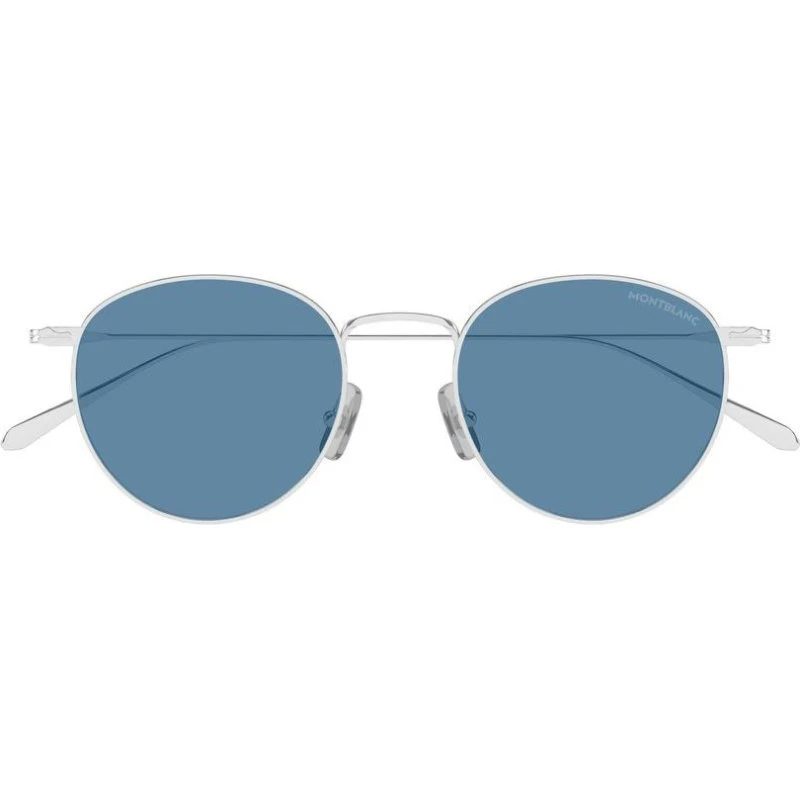 Montblanc MB0473S Lunettes de Soleil Rondes Argentées pour Homme