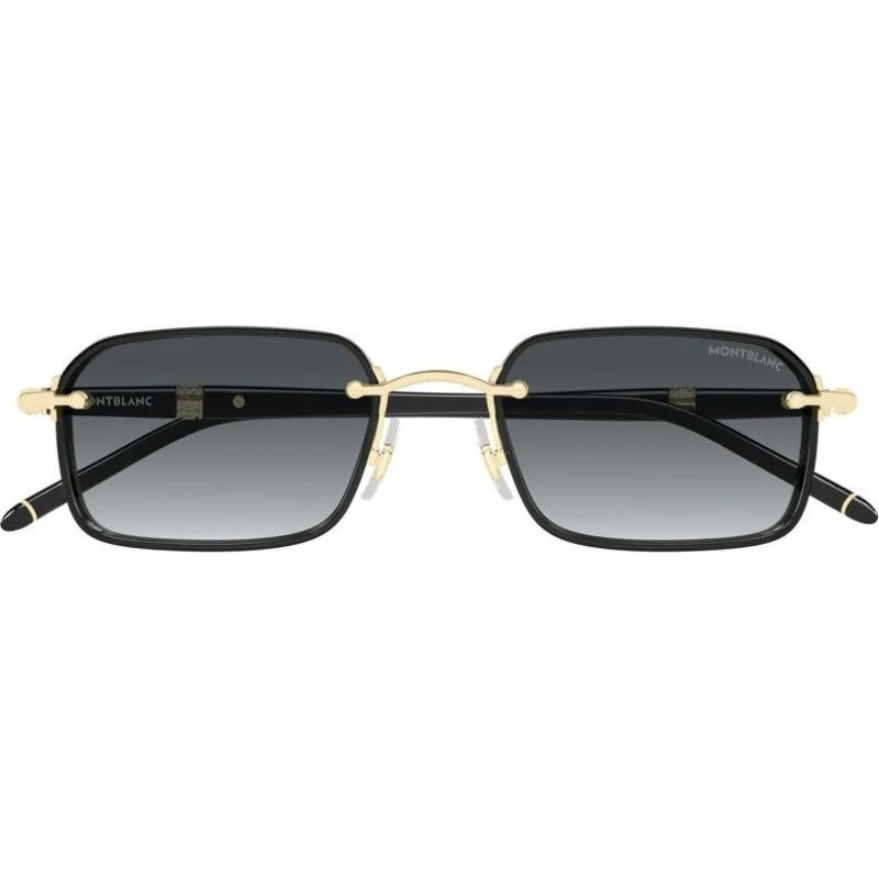Montblanc MB0483S Lunettes de Soleil Homme Rectangulaires Noires et Or