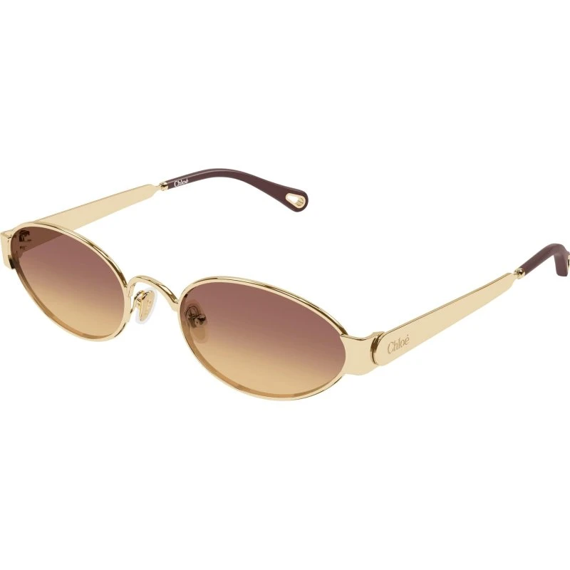 Chloé CH0355S Lunettes de soleil rondes en métal Or et Marron