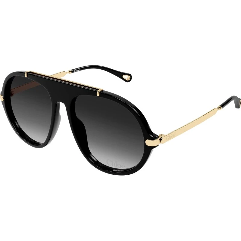 Chloé CH0357S Lunettes de soleil rondes en acétate noir et gris