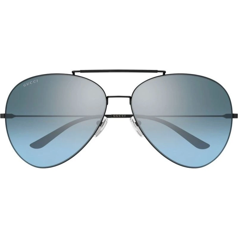 Gucci GG2172S Lunettes de Soleil Pilote en Métal Ruthénium et Verres Bleus