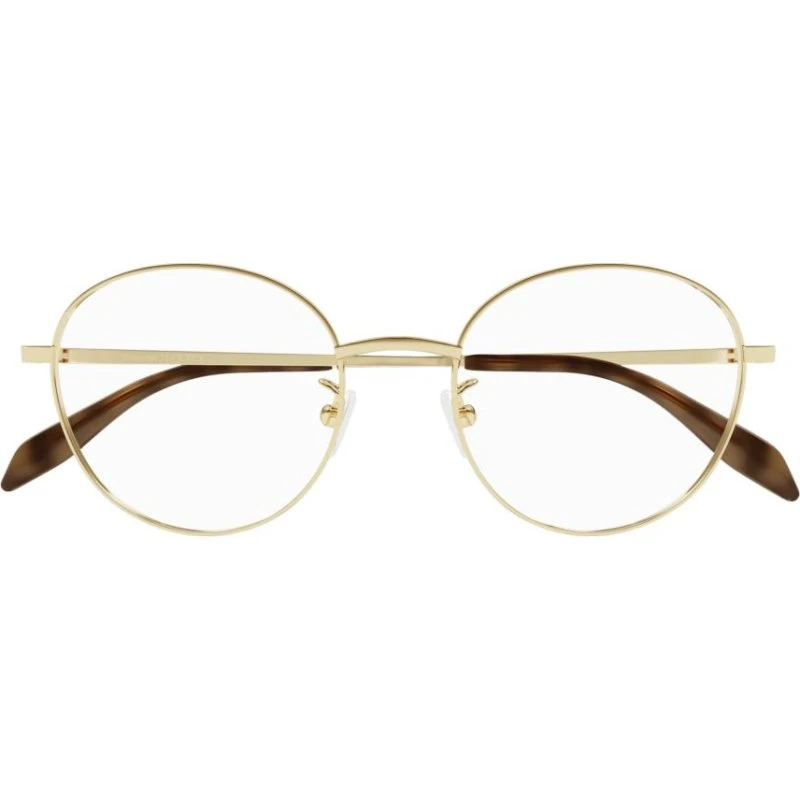 Alexander McQueen AM0414O Lunettes de Vue Carrées Dorées 51mm