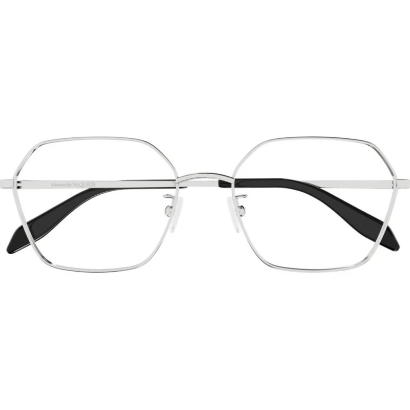 Alexander McQueen AM0437O Lunettes de Vue Carrées Argentées