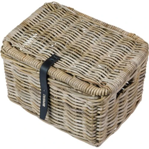 Basil Dax L Panier Avant Rotin Gris avec Couvercle