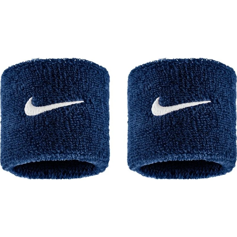 Nike Swoosh Classic Poignets Éponge - Lot de 2 - Bleu Marine/Blanc