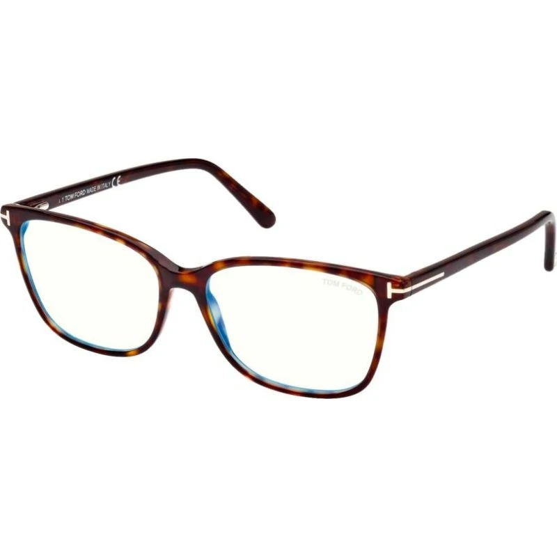 Tom Ford FT 5842-B Blue Block Lunettes de Vue Géométriques Havane
