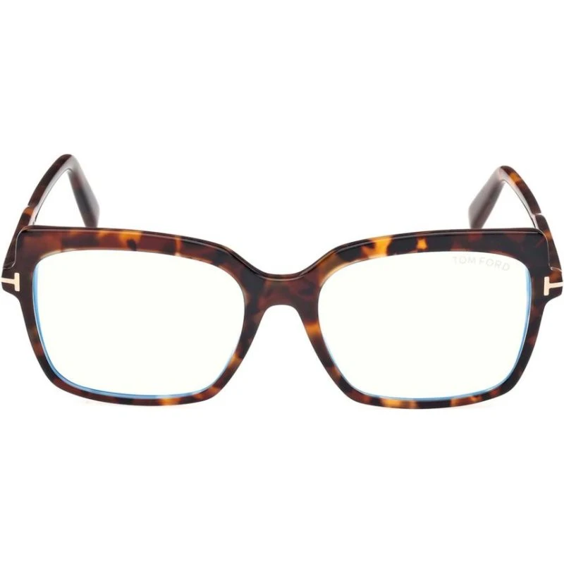 Tom Ford FT 5947-B Blue Block Lunettes de Vue Géométriques Havane