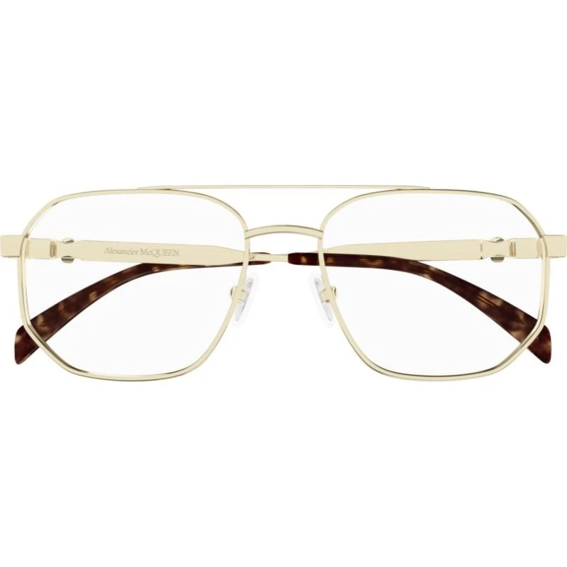 Alexander McQueen AM0459O Lunettes de Vue Pilote Dorées Homme