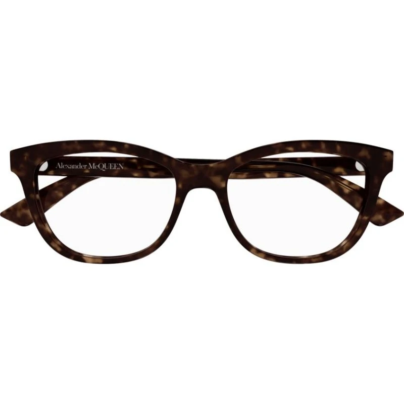 Alexander McQueen AM0461O Lunettes de Vue Femme Carrées Havane