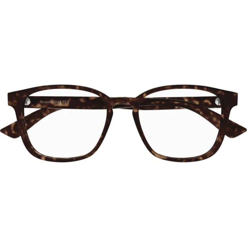 Alexander McQueen AM0462O Lunettes de Vue Homme Carrées Havane