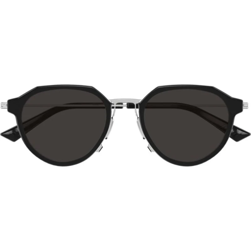 Bottega Veneta BV1331S Lunettes de Soleil Rondes Noires et Grises