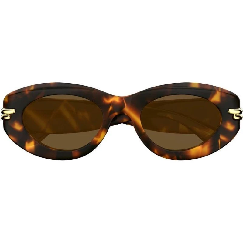 Bottega Veneta BV1322S Lunettes de Soleil Ovales Havane Marron