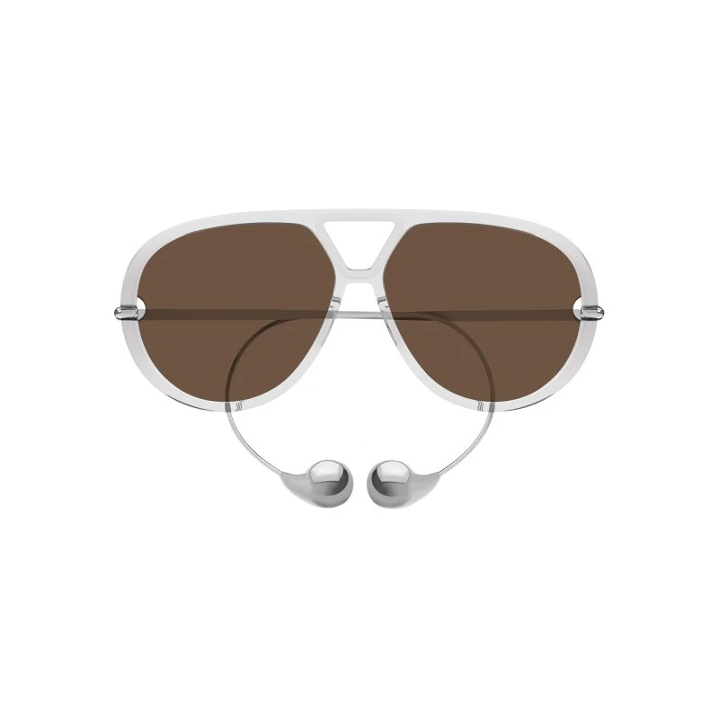 Bottega Veneta BV1273S Lunettes de Soleil Pilote Transparent Marron