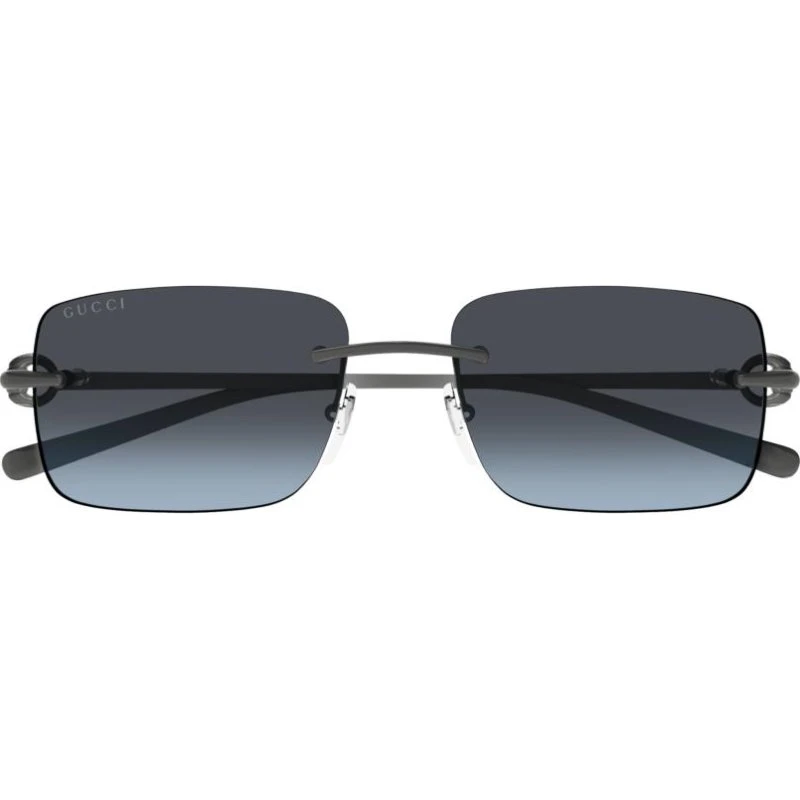 Gucci GG1703S Lunettes de Soleil Homme Carrées Ruthénium Bleu 55mm