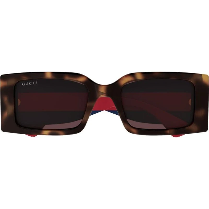 Gucci GG1860S Lunettes de Soleil Carrées Havane et Verres Rouges