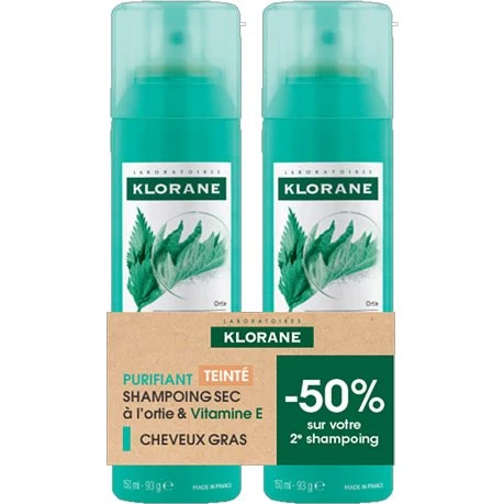 Klorane Shampoing Sec Purifiant Teinté 2x150ml