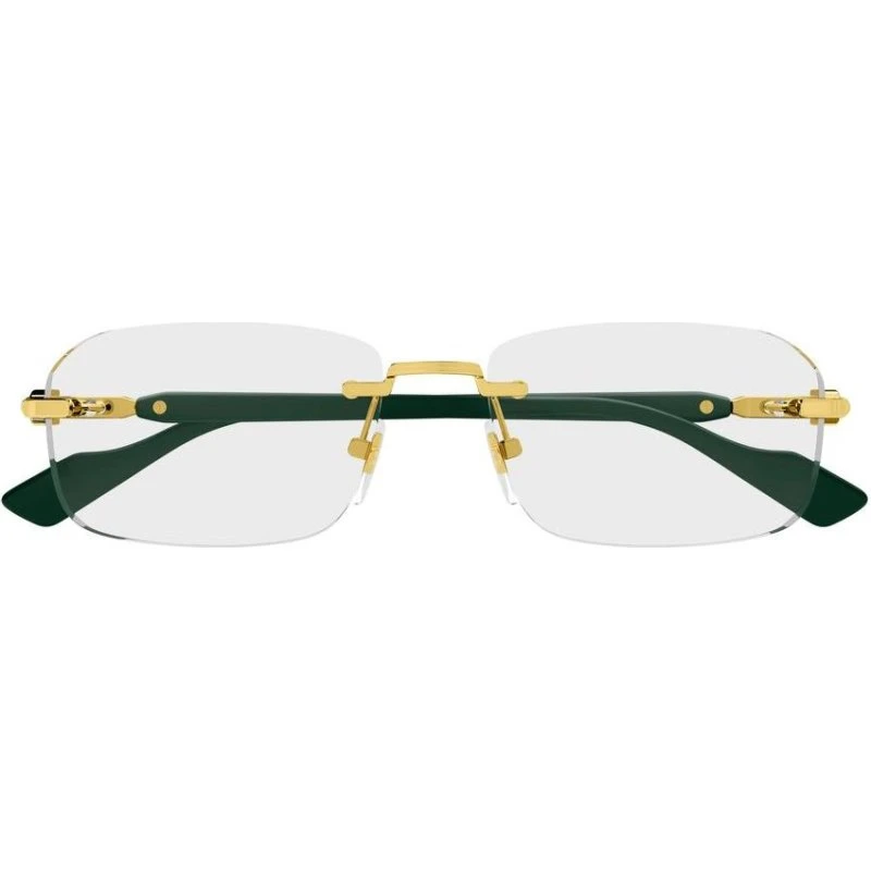 Gucci GG1221O Lunettes de Vue Homme Carrées Vert et Or