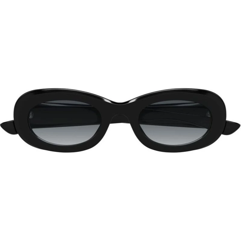 Alexander McQueen AM0527S Lunettes de Soleil Rondes Noires et Grises
