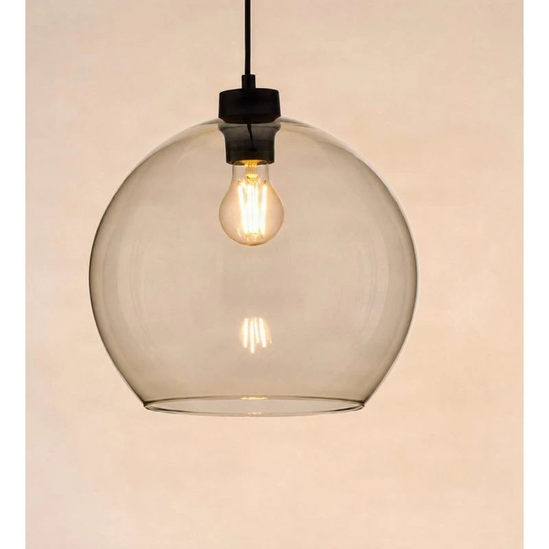 TK Lighting Suspension Cubus en verre ambré, Ø 30 cm