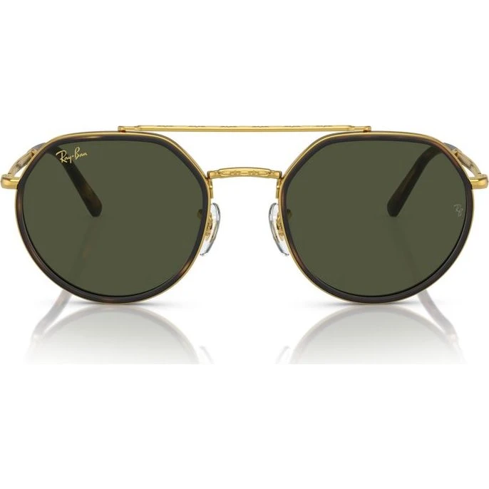 Ray-Ban RB 3765 Lunettes de Soleil Géométriques Dorées et Vertes