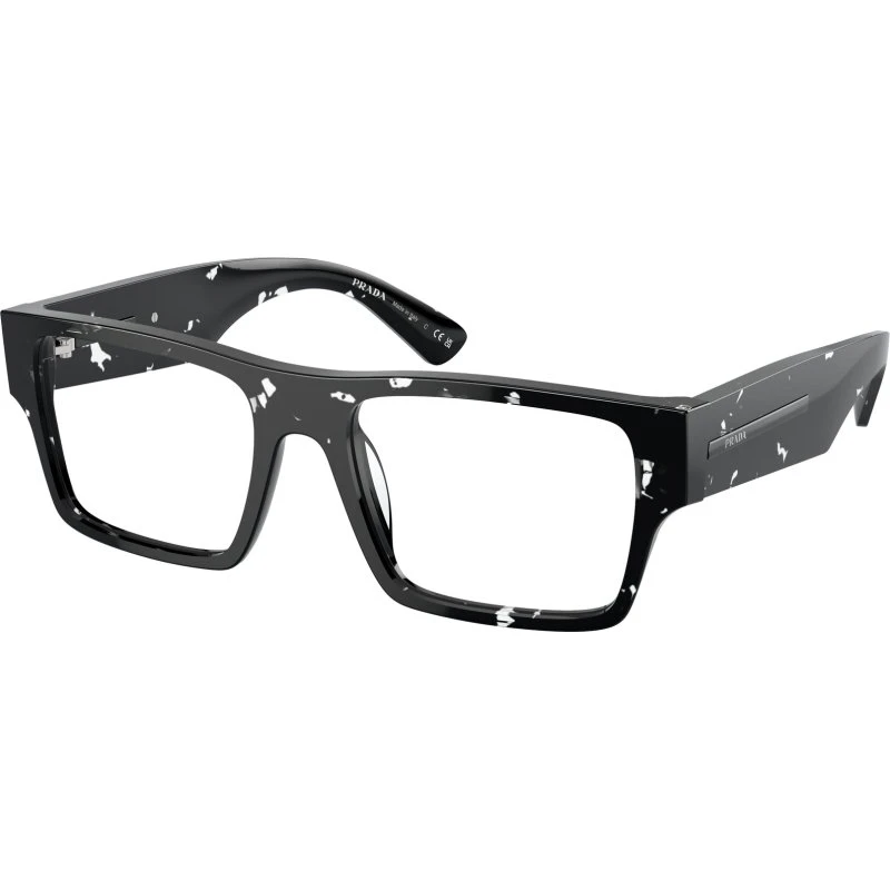 Prada Homme PR A08V Montures Optiques Carrées en Acétate Marron