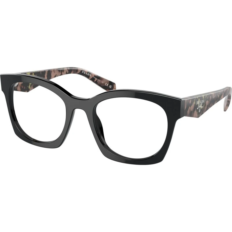 Prada PR A05V 13P1O1 - Montures Optiques Géométriques en Acétate Noir