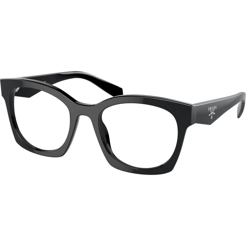 Prada PR A05V Montures Optiques Acétate Noir Transparent Géométrique