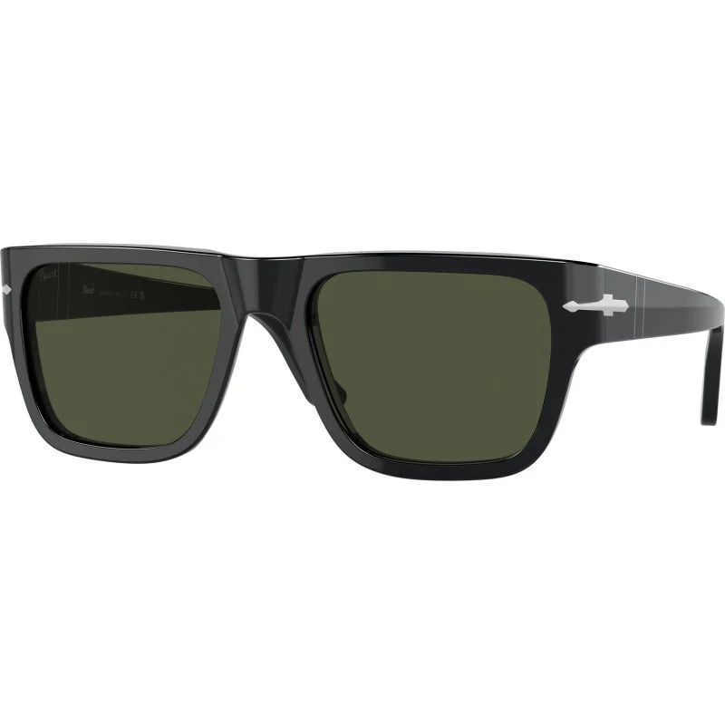 Persol PO3348S 95/31 Lunettes de soleil Carrées en Acétate Noir et Vert