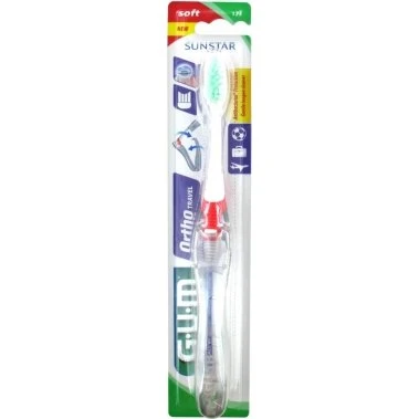 GUM Brosse de Voyage Orthodontique 125 Rouge