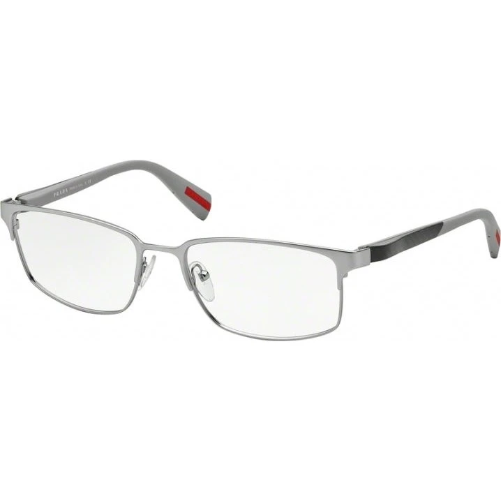 Prada Linea Rossa PS 50FV Montures Optiques Carrées en Métal Gris
