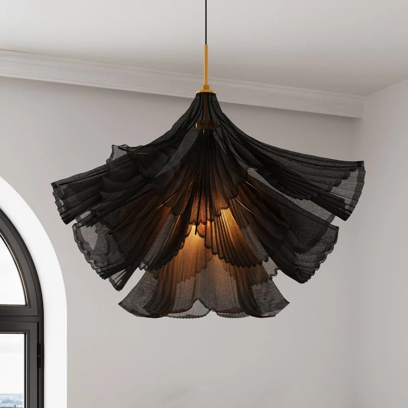 By Rydéns Suspension Juliette Noire en Tulle et Métal - Ø75 cm