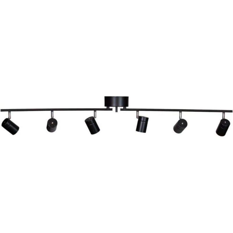 Rydéns Plafonnier Correct Noir Mat, 6 Lampes GU10, 124 cm