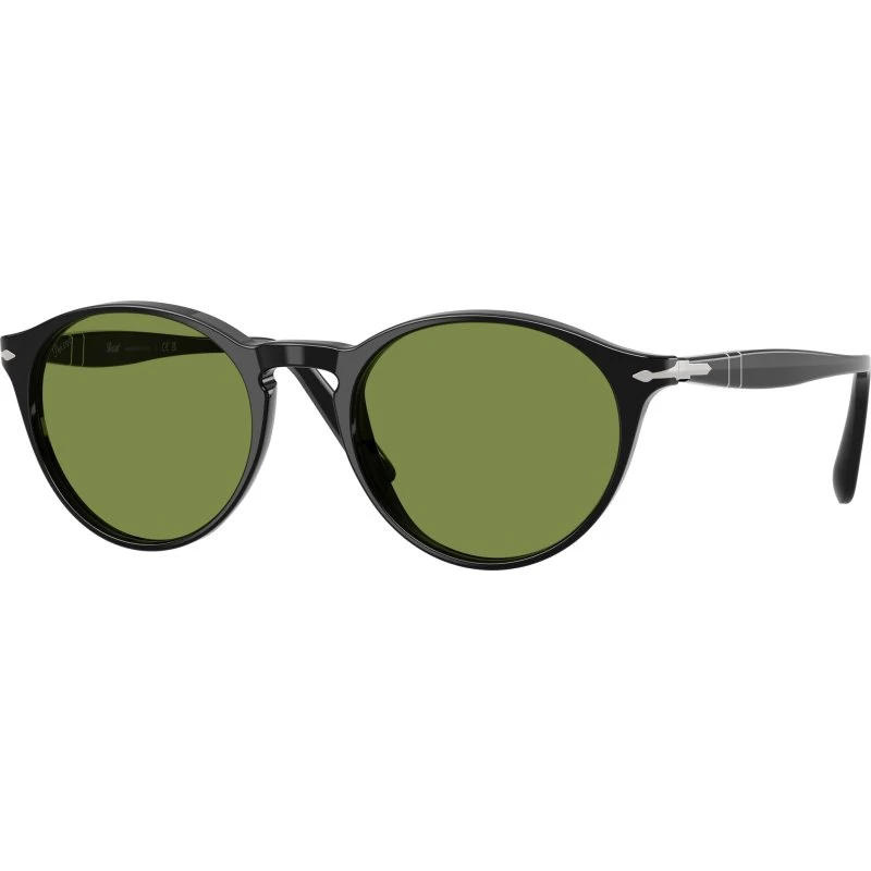 Persol PO3092SM 95/4E : Lunettes de soleil rondes en acétate noir et vert