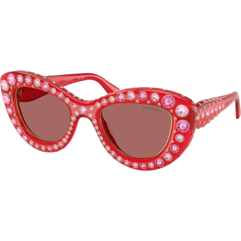 Swarovski SK6060 Lunettes de Soleil Cat Eye Rouge et Violet