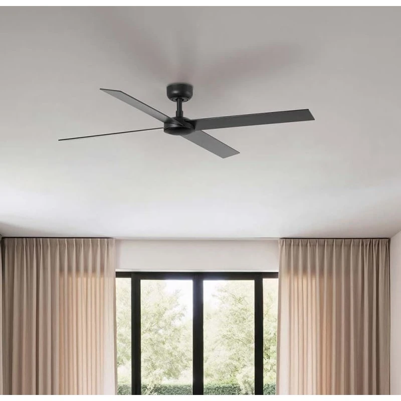 FARO BARCELONA Ventilateur de plafond Rudder Ø 132 cm - Bois et Noir
