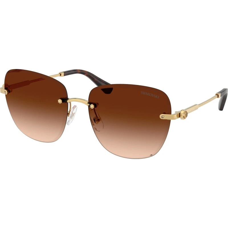 Swarovski SK7043 Lunettes de soleil Carrées Or et Marron pour Femme