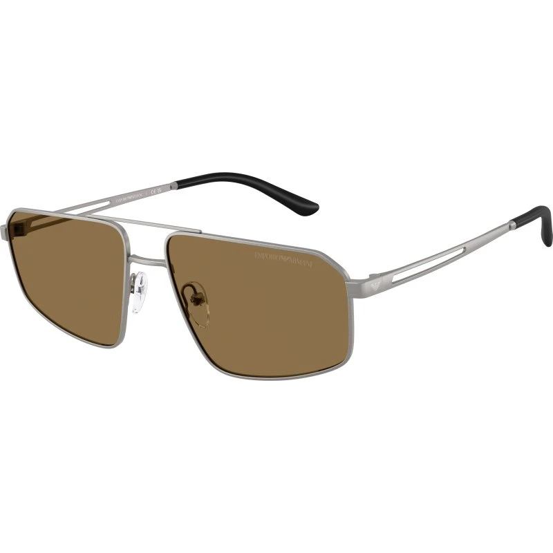 Emporio Armani EA2173 Lunettes de soleil Pilote Métal Gris Marron