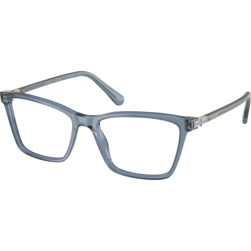 Swarovski SK2015 Montures Optiques Carrées en Acétate Bleu Transparent