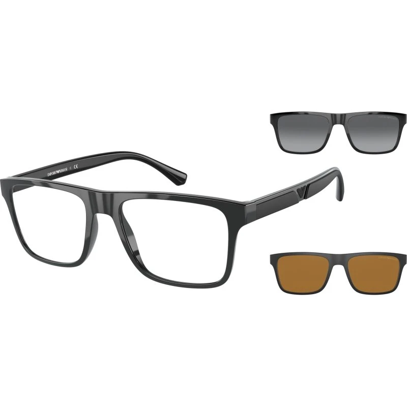 Emporio Armani EA4115 Homme - Lunettes de Soleil Carrées avec Clip-on