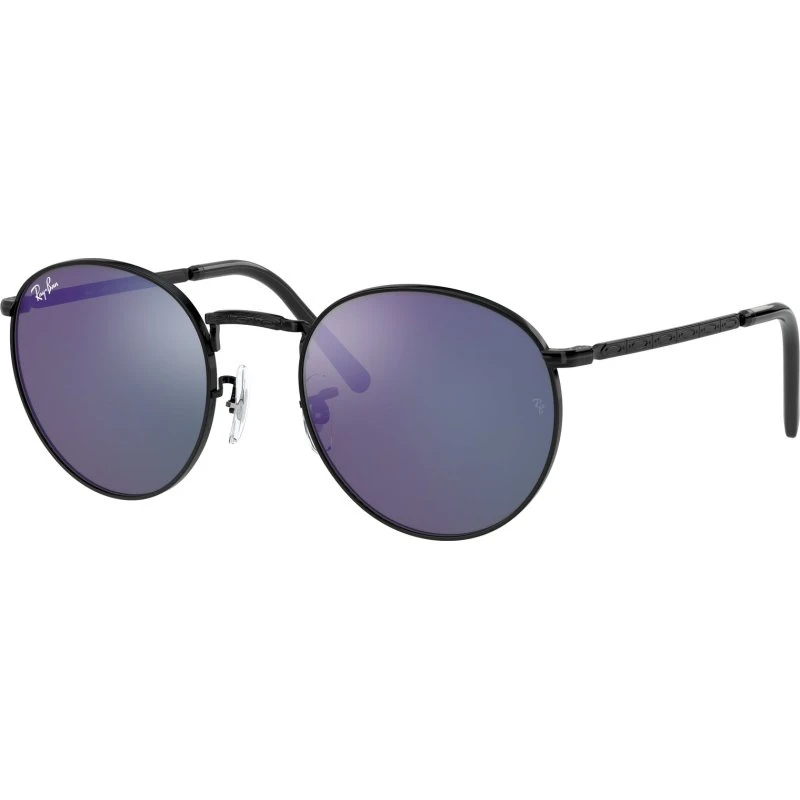 Ray-Ban RB3637 Lunettes de Soleil Pantos Métal Noir et Bleu Miroir
