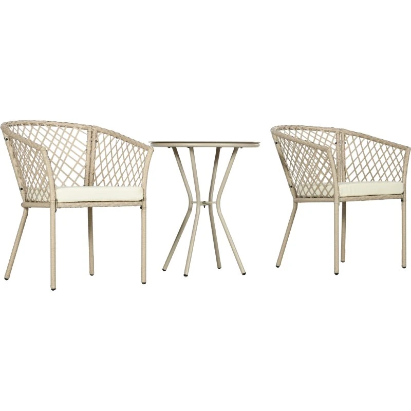 Outsunny Salon de jardin 2 pers. métal avec coussins