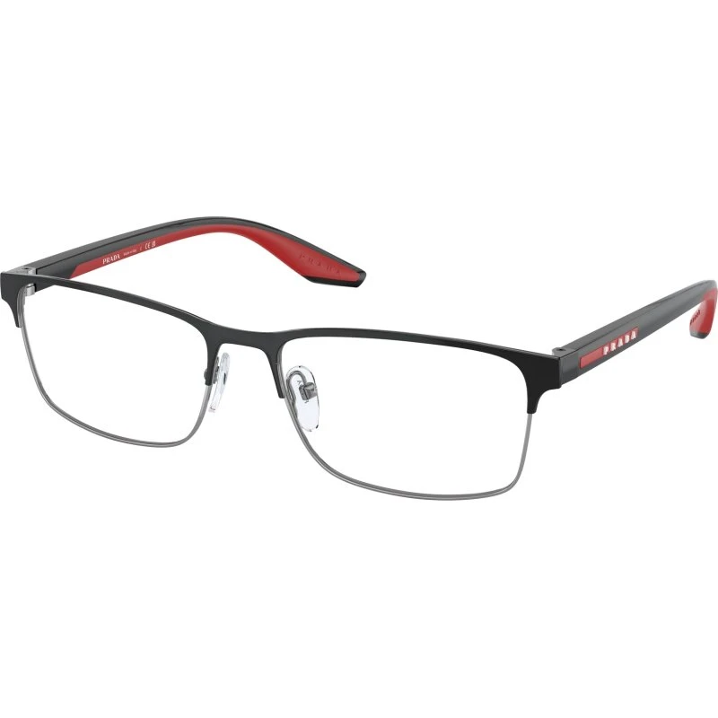 Prada Linea Rossa Montures Optiques Carrées en Métal Noir