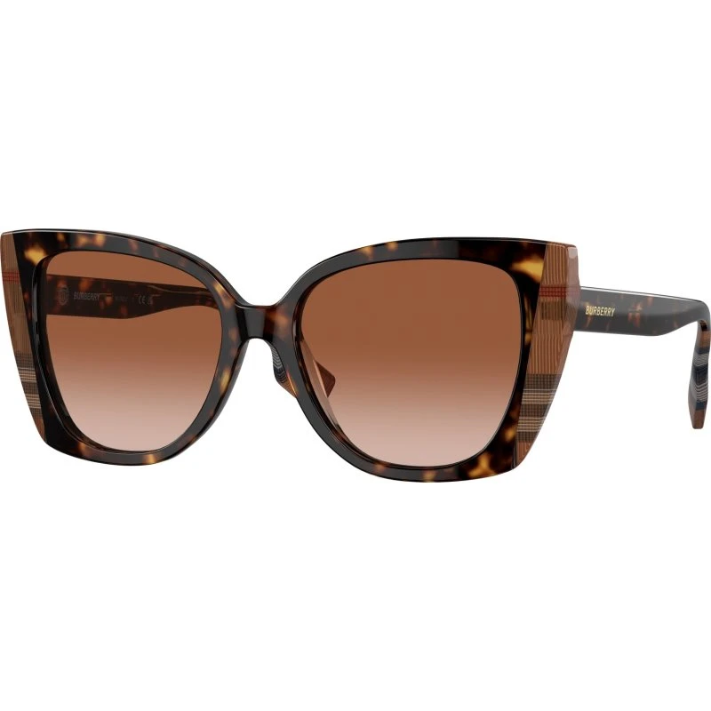 Burberry BE4393 Meryl Lunettes de Soleil Cat Eye Marron