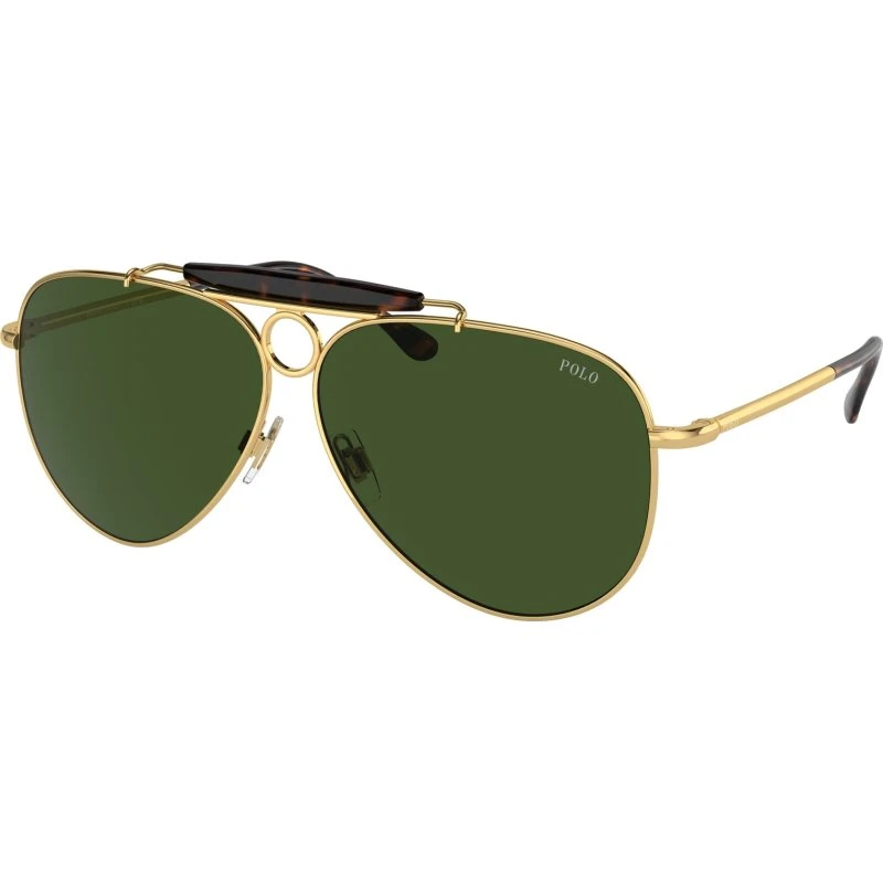 Polo Ralph Lauren PH3149 Lunettes de Soleil Aviateur Or et Vert