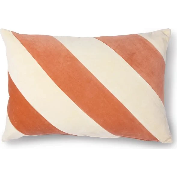HKliving - Coussin en velours rayé pêche et crème 40 x 60 cm
